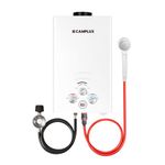 CAMPLUX 8L Portable Propane Water Heater, Outdoor Tankless Gas Water Heaters, Propane Shower, 2.11 GPM, White