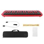 Melodica, 37 Key Melodica Blowpipe Wind Musical Instrument Suitable for Beginner Practice + Bag F‑37s(Red)