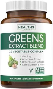 Super Greens Antioxidants Superfoods 2250mg Supplement - 20 Ingredients with Sprouts, Mushrooms, Roots, Garlic, Bitter Melon, Artichoke, Celery Seed, Cayenne pepper, Alfalfa NON GMO - 180 Capsules