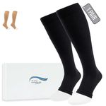 360 Relief 1 Pair Plus Size Compression Socks for Women & Men - Open Toe Graduated Compression Stockings, Flight Socks, Running, Nurses, Maternity, Pregnancy, 3XL, Black