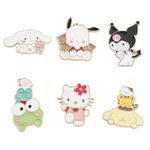 SANNIDHI® 6Pcs Brooch Pin for Women Girls Cartoon Cute Kuromi Cinnamoroll Enamel Pins Safety Brooch Buttons Pins Sanrio Kitty Brooch for Kids Girls Saree Pins for Clothing Jackets Hat Backpack