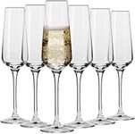 NVRA 250ml Crystal Champagne Flute Glass Set of 6 | Perfect for Home, Restaurants and Parties | Lead-Free, Clear, Durable Glassware Perfect for Home, Restaurants and Parties