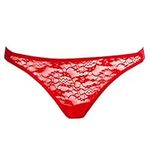 Lovehoney Lingerie Unwrap Me Red Lace & Cotton Lined Thong with Adjustable Satin Bow Ties - One Size (8-16)