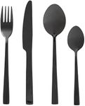 Safdie & Co. Flatware Silverware Cutlery Stainless Steel Utensils Service for 4, Include Knife/Fork/Spoon, 16 Piece Set, Mirror Black