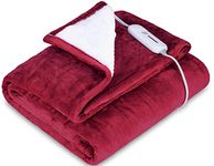 Lukasa Heated Blanket Electric Throw - Flannel/Sherpa Reversible Fast Heating Blanket with 3 Heating Levels & 4 Hours Auto Off, ETL Certification, Machine Washable,50" x 60"