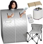 STEAMSPA Portable Steam Saunas for Home - Personal Sauna Steam Tent for Relaxation - Indoor Foldable Bathtube for Body Spa - Hand-Accessible Zippers, Remote Control Included (Silver)