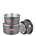 Flixbloom Cosmic Black Hard Anodised Induction Base & Stove Friendly Cookware Tope/Bhagona/Patila/Handi Utensil for Kitchen Cooking (Tope Without Lid, 1L+2L+3L Gift Sets)