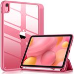 Wenlaty Case Compatible with iPad 10th Generation 2022 10.9 Inch with Pencil Holder, Slim Protective Cover with Clear Back Shell for iPad 10th Gen A2696 A2757 A2777, Auto Wake/Sleep, Watermelon Pink