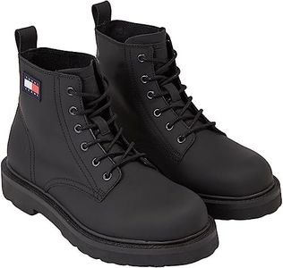 Tommy Hilfiger Men's TJM Ruberized Lace-Up Mid Boots, black, 8.5 AU