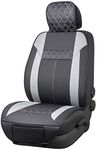 Amazon Basics Deluxe Sideless Universal Fit Leatherette Seat Cover, Black with Gray Diamond Pattern