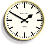 Jones Clocks® Tiger wall clock | Modern round station clock | 30cm | Yellow | Cool designer look for kitchen, living room or office