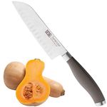 Taylors Eye Witness Syracuse Oriental Santoku Kitchen Knife - Professional 13cm/5 Inch Cutting Edge, Multi Use. Ultra Fine Dimpled, Razor Sharp Blade. Soft Textured Grey Handle, Excellent Grip.