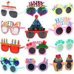NICOWARM 12pcs Birthday Glasses, Happy Birthday Sunglasses, Novelty Funny Photo Booth Props for Happy Birthday Party, Birthday Sunglasses for Kids Adults Birthday Party Favors