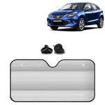 KINGSWAY® Car Window Foil Curtain Sticky Sun Shade Compatible with Maruti Suzuki Baleno, (Year 2019-2022), Universal Fit Sunshades for Front Window, Rear Window, Silver Color, 1 Piece