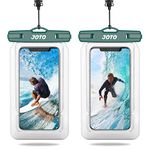 JOTO 2 Pack Floating Waterproof Phone Pouch, Underwater Case Dry Bag for Snorkelling Swimming Diving, for iPhone 15 14 13 12 Pro Max XR 8 7, Galaxy S24 Ultra S23 S22, Beach Essential- Green