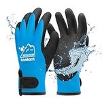 100% Waterproof Gloves for Men and Women, Winter Work Gloves for Cold Weather, Thermal Insulated Freezer Gloves, Touch Screen, With Grip, Blue, Small