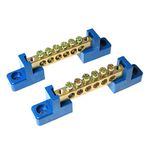 RLECS 2pcs Terminal Bus Bar Terminal Block Brass Wire Screw Terminal Grounding Strip Bus Bar Block