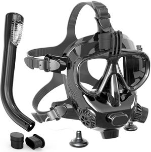 Full Face Snorkeling Mask Adult Diving Mask 180° Panoramic View with Camera Mount,Equipped with The Latest Dry-top System Smooth Breathing,Anti-Fog,Anti-Leakage,Easy-to-wear Adjustable Shoulder Strap