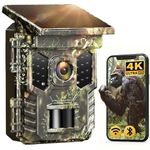 XTU Solar Trail Camera WiFi Bluetooth, 64MP 4K Game Camera with Night Vision Motion Activated 0.2s Trigger, IP66 Waterproof Wildlife Camera with 22pcs 850nm Low Glow IR LEDs (SD Card Not Included)