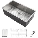 Mocoloo 30 Inch Undermount Kitchen Sink Stainless Steel Kitchen Sink 30x18 Undermount 16 Gauge Stainless Steel Sink with 10" Deep Single Bowl Handmade Round Corner