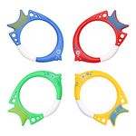 TOPWAYS Pool Diving Toy Set 4 Diving Fish Rings Diving Torpedoes Swimming Underwater Pool Training Toys Diving Games Training Children's Gifts(Diving Fish ring)