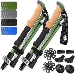 Hiker Hunger Folding Walking Stick, Folding Trekking Poles, Hiking Sticks Foldable Hiking Poles for Men Walking Sticks for Seniors Trekking Poles for Hiking Collapsible Walking Sticks (Green, Large)