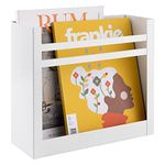 Navaris Wall Mounted Magazine Holder - Hanging Organiser Rack for Magazines Files Books Documents Newspapers - White, 30 x 27 x 11 cm