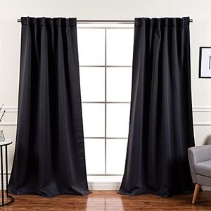 Best Home Fashion Premium Blackout Curtain Panels - Solid Thermal Insulated Window Treatment Blackout Drapes for Bedroom - Back Tab & Rod Pocket – Dark Grey - 52" W x 63" L - (Set of 2 Panels)