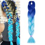 Ombre 4 Tones Braiding Hair Extensions Jumbo Braids Hair Extension Jumbo Braiding for Twist Braiding 24",1 Bundles - Dark Blue to Light Blue