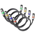 4Pack 3 Pin Dmx Cable Dmx Lighting Cable, Dmx Cables 1.2m 4ft Female to Male XLR Cable, Dmx Leads XLR Cables Short XLR Wire for Stage Lights or DJ Mixer Dmx Wire Signal Connection