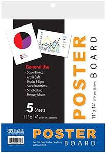 BAZIC Products White Poster Board – Thick, Durable Poster Paper for School Projects, Crafts, Sign-making, Presentations, Classroom Displays, & Creative Arts, 11" X 14", 5/Pack, 1-Pack