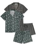 Ekouaer 2 Pack Womens Pajamas Set Button Down Summer Sleepwear Short Sleeve Comfy Pjs Loungewear Set(GP4,XL)