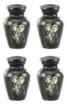 Adult Cremation URNS for Ashes- Adult Classic 3 Wolves Pictured Cremation Urn for Human Ashes, Completely Handicrafted with Velvet Protection Bag,… (Set of 4 Keepsake)