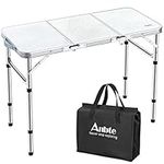 Anbte Camping Folding Table, 3ft Camping Table Aluminum Folding Table with 3 Adjustable Height Max 27.5 inch 35"X16" Portable Picnic Table Foldable Table with Storage Net and Bag for Outdoor, Backyard