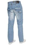 Enzo BNWT New Mens Jeans Blue Designer Branded Straight Washed All Waist & Sizes Bleach Wash 36W X 32L