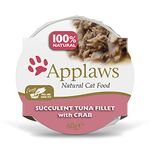 Applaws Natural Cat Food, Succulent Tuna Fillet with Crab, In Broth Pot,60g (Pack of 10)