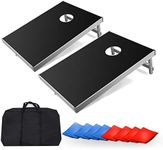 COSTWAY Bean Bag Toss Game, Foldable Design & Side Handle for Easy Movement, Aluminum Alloy CornHole Game with 8 Bean Bags and Waterproof Carry Case