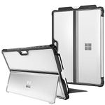 Fintie Hard Case for Microsoft Surface Pro 7 Plus/Pro 7/ Pro 6/ Pro 5/ Pro LTE, Shockproof Folio Protective Rugged Cover Compatible with Type Cover Keyboard + Original Kickstand, Frost Clear