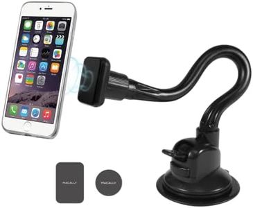 Macally Windshield Phone Mount for Car Magnetic - Suction Cup Window Mount Phone Holder with 12" Long Gooseneck Arm & Super Strong Magnet Mount for Cell Phone, iPhone, Smartphone