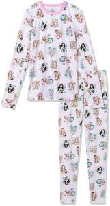 Cuddl Duds Girls Thermal Underwear Set - Frozen, Disney Princess, and Star Wars Designs - Kids Long John Base Layer, Princess - White, 10-12