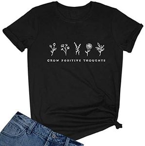 BLACKMYTH Women Cute Graphic T Shirts Summer Tops Black XX-Large