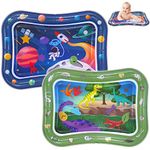 2 PACK, Inflatable Tummy Time Mat, Ocean Dinosaurs & Space Theme, Premium Baby Water Play Mat for Infants and Toddlers Baby Toys for 3 to 24 Months, Strengthens Muscles and Aids in Child Development, o1baby