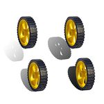 iEI Toy Car Robot Black Rubber Tire Yellow wheel 4512 45mm for DC BO Motor Science project (BO TIRE WHEEL BLACK YELLOW 4 Piece)