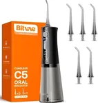 Bitvae Water Dental Flosser for Teeth, Cordless Water Teeth Cleaner Picks, 3 Modes 5 Intensities, IPX7 Waterproof, Rechargeable Water Dental Picks for Cleaning - Black