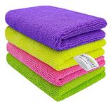 SOFTSPUN Microfiber Cloth - 4 pcs - 30x40 cms - 340 GSM Multicolor - Thick Lint & Streak-Free Multipurpose Cloths.