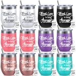 Employee Appreciation Gifts Thank You Gifts for Christmas Staff Coworker Thank You Wine Tumblers with Lids Straws Appreciation Keychain Stainless Steel Tumbler(Assorted Color,12 Sets)