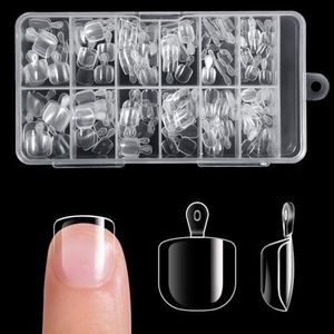 krofaue Kids Short Fake Nails with Handle - 240Pcs Soft Gel Press on Nails for Girls & Children for Easy DIY Clear Nail Tips Art, 12 Sizes Fingernail Decoration