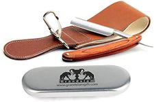 Grandslam Pro Natural Wooden Handle 420 Steel Straight Razor+2 Layers Leather Canvas Strap