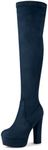 Allegra K Women's Platform Block Heel Dark Blue Over Knee High Boots 8.5 M US