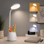 One94Store RoundGlow Rechargeable LED Desk Lamp – Touch Control Table Lamp with 1200mAh Battery, Adjustable Brightness & Color Temperature, Portable Study Lamp with 80cm USB Cable